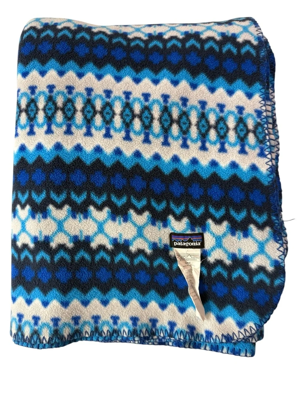 Patagonia Synchilla Blue and White Fair Isle Fleece Blanket